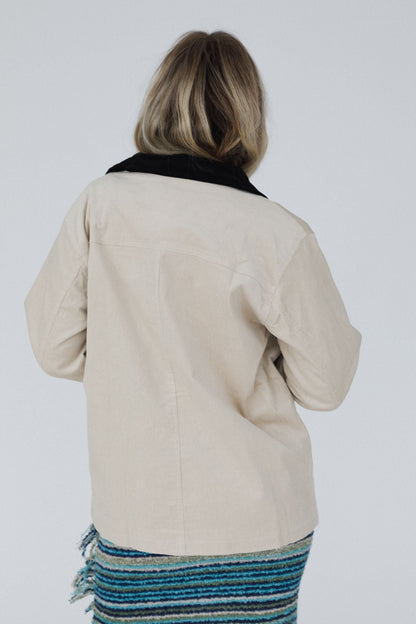 Leni Plaid Corduroy Coat - Beige