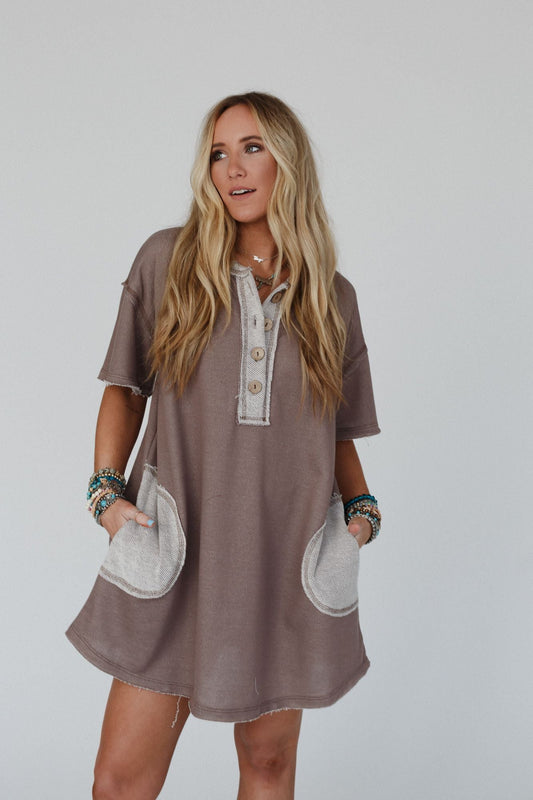 The Nest Jodi Tunic Dress - Mocha