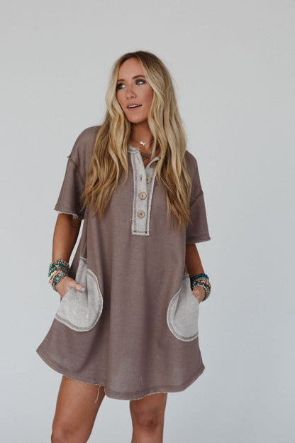 The Nest Jodi Tunic Dress - Mocha