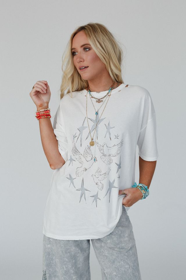 Stars And Doves Graphic Tee - Ivory