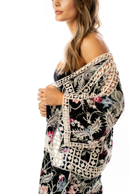 Let's Get Tropical Kimono - Black