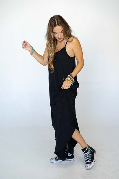 The Nest Perfect Round Hem Bralette Maxi Dress - Black