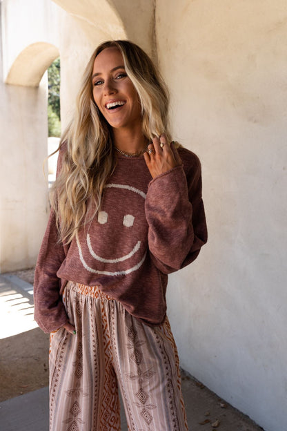 Made You Smile Sweater - Rose