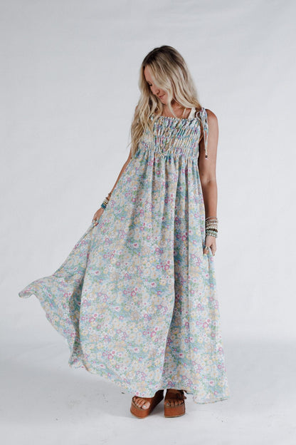 The Nest Bohemian Grace Maxi Dress - Green Floral