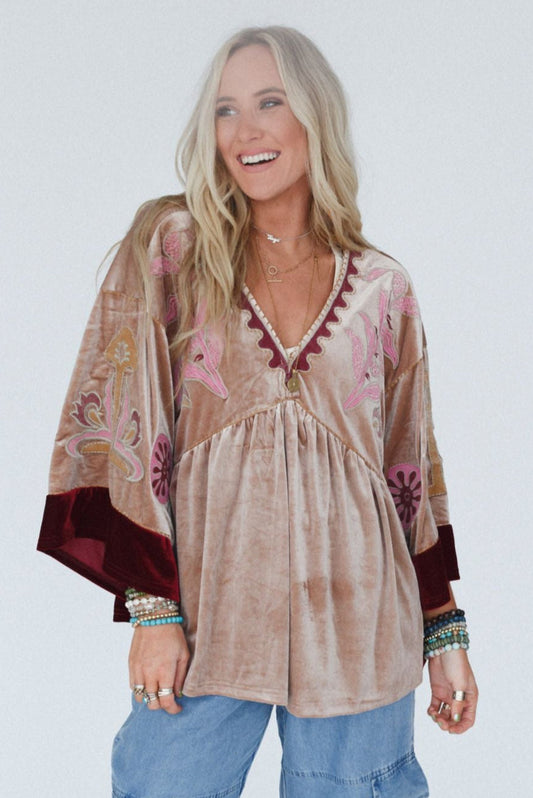 Velvet Charm Tunic - Khaki