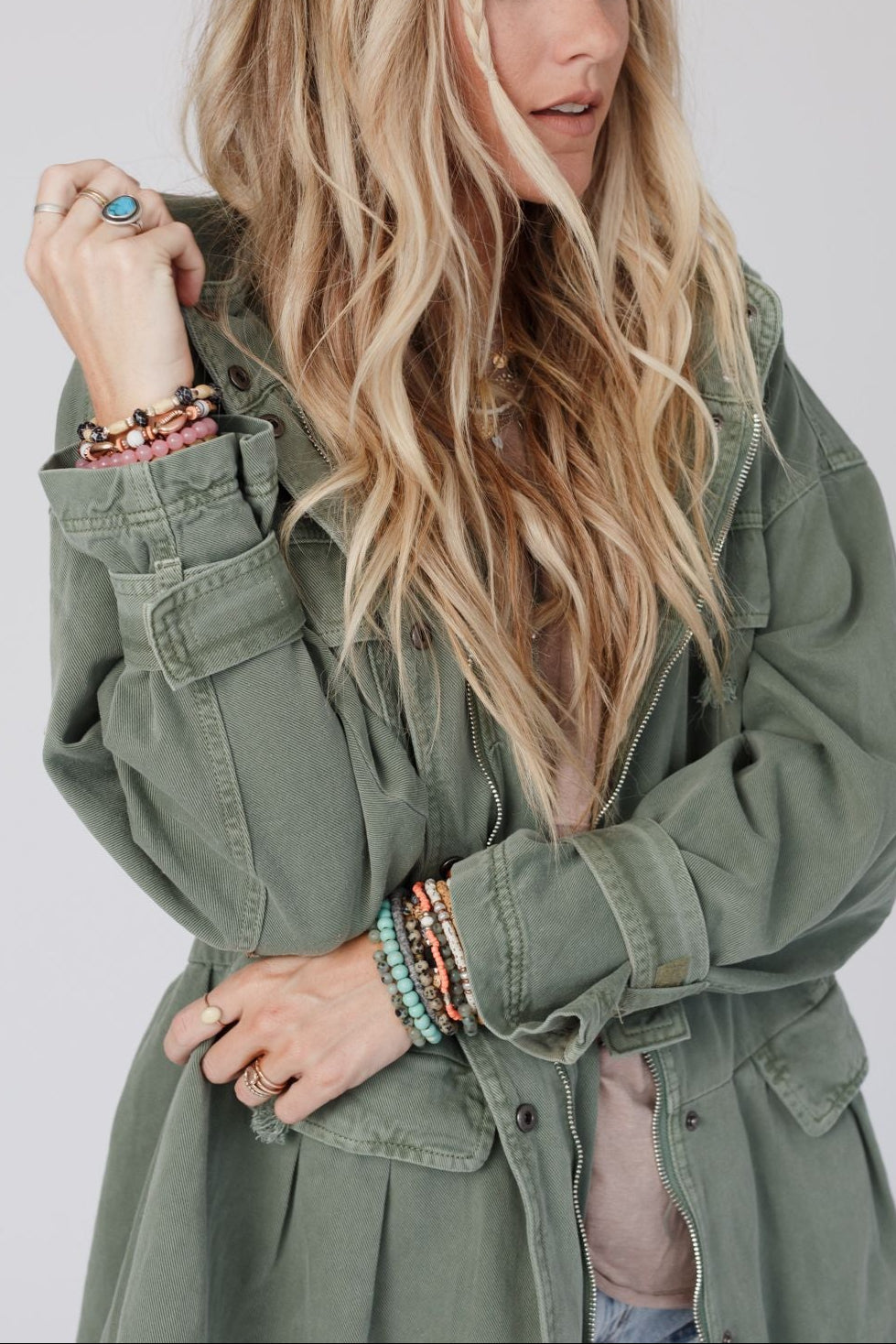 Layers On Layers Perfect Boho Parka - Olive