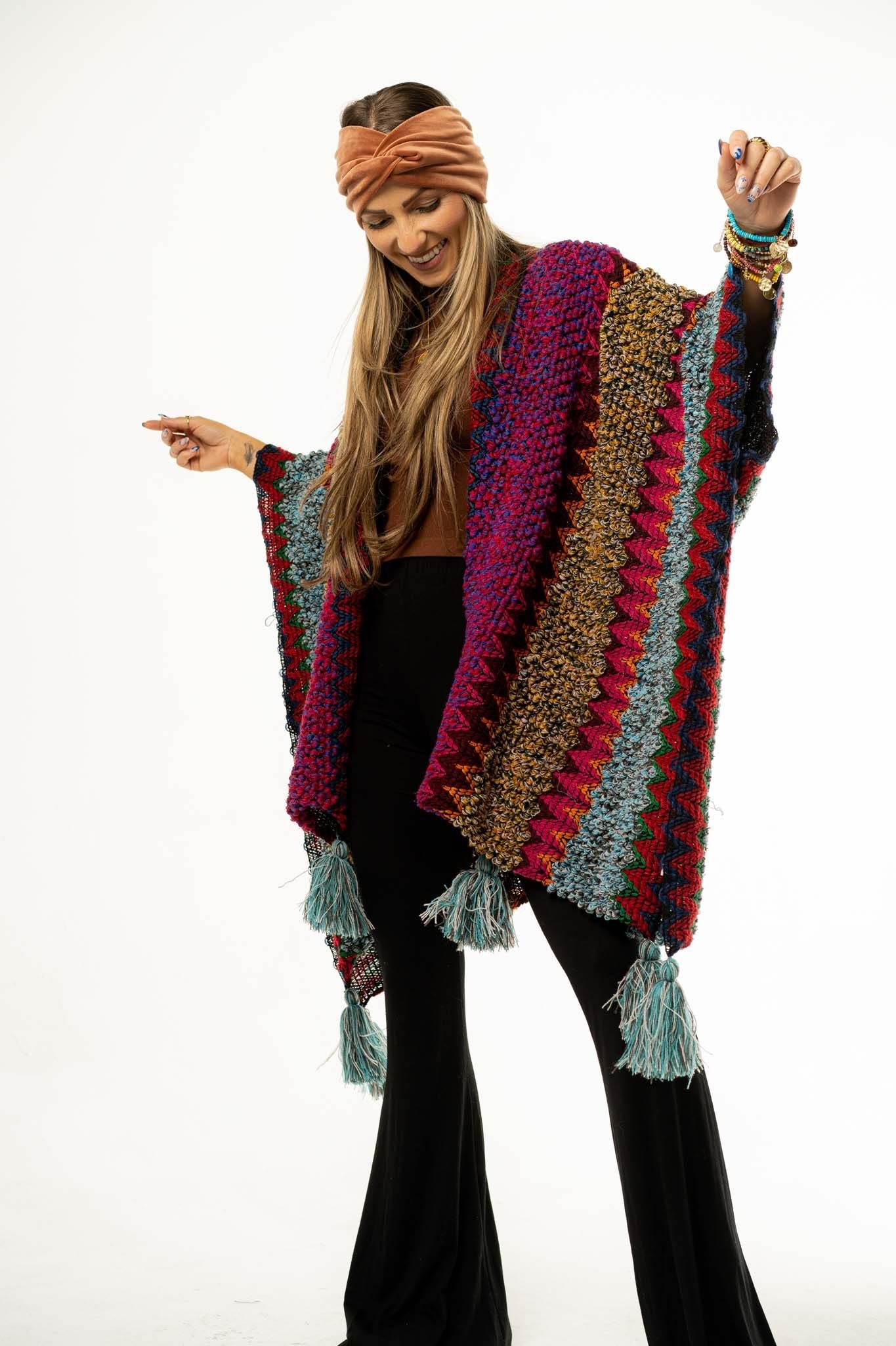 Desert Dreams Crochet Ruana - Magenta