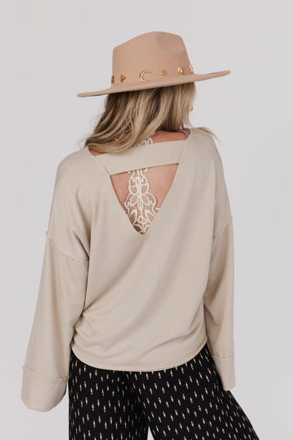 The Nest Love It V Neckline Sweater Top - Taupe