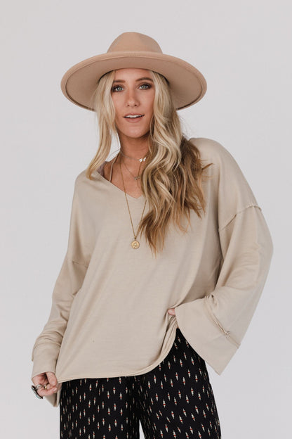 The Nest Love It V Neckline Sweater Top - Taupe