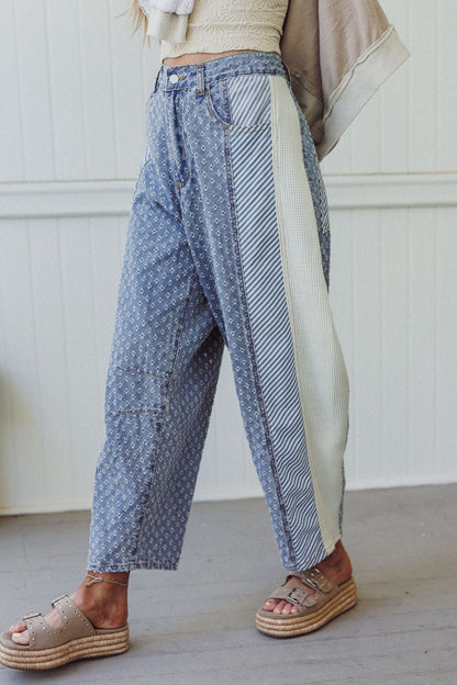 Luna Textured Pants - Denim