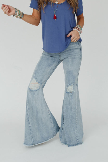 The Nest Indigo Flare Bell Bottom Jean - Light Wash