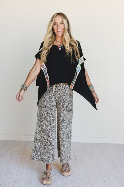 Cottage Bloom Crochet Top - Black