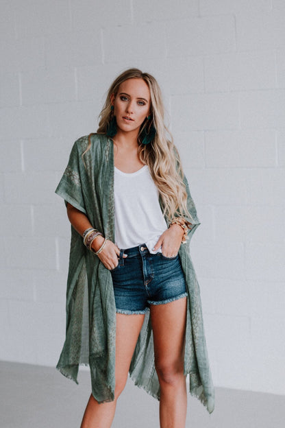 Sunny Afternoon Duster Kimono - Sage