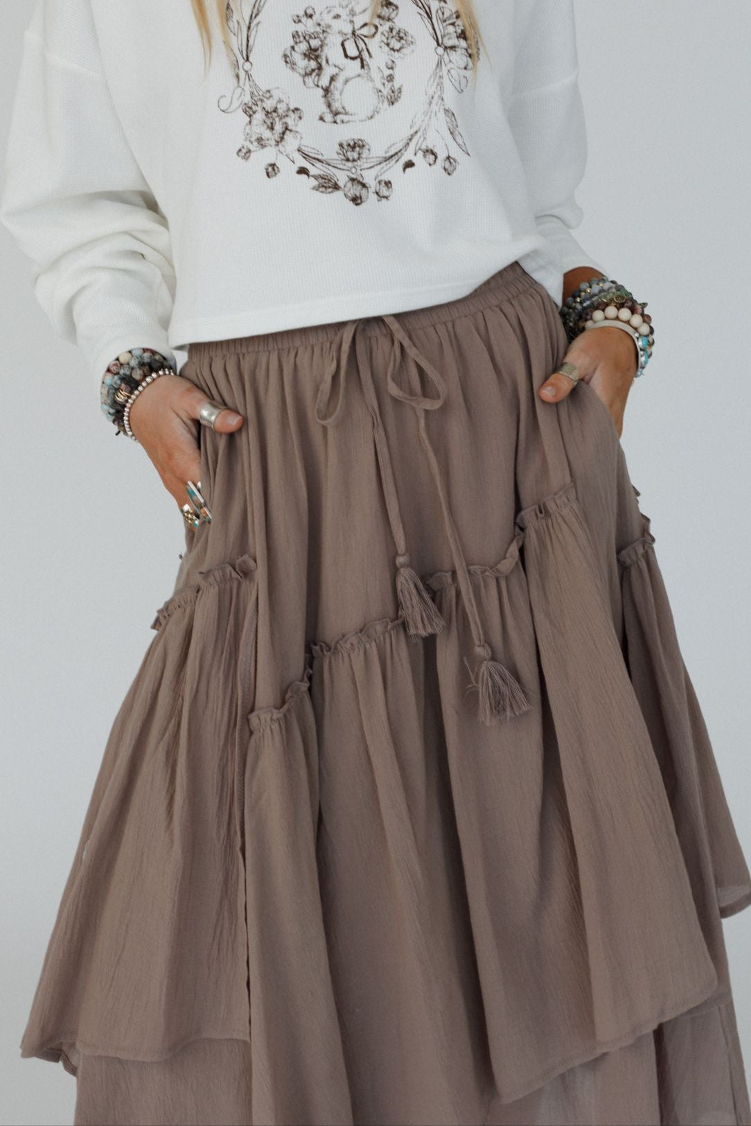 Wave Dancer Maxi Skirt - Mocha