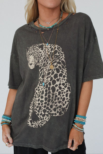 Cheetah Graphic Tee - Iron