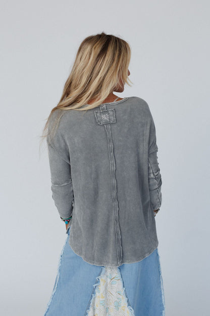 Cant Miss Thermal Knit Top - Ash