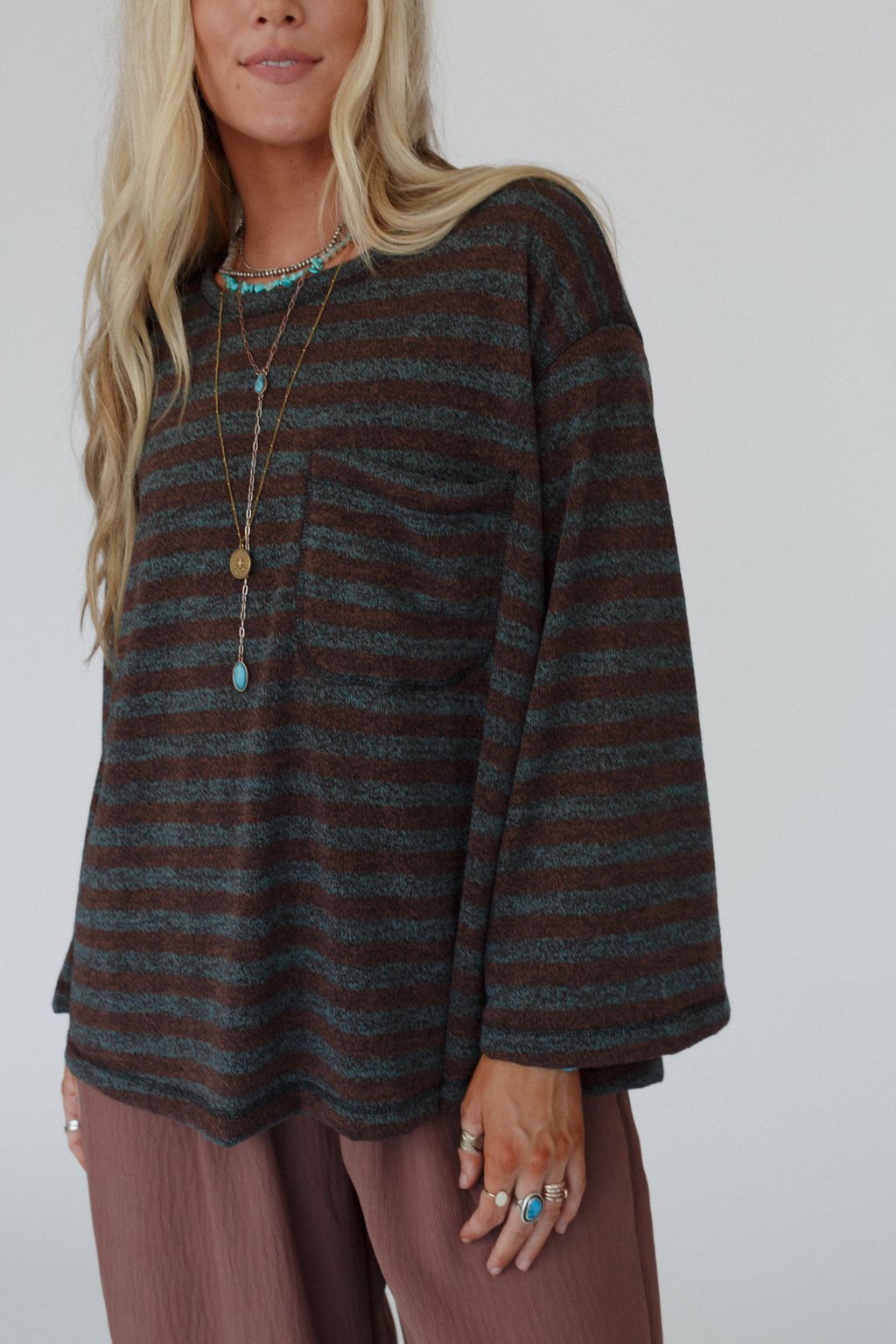 The Nest Endless Love Striped Top - Brown