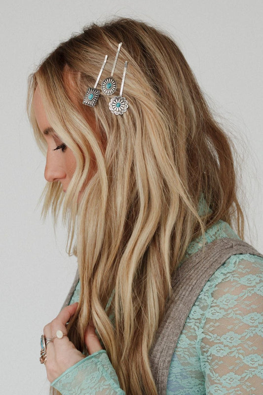 Wildflower Western Hair Pin Set - Turquoise