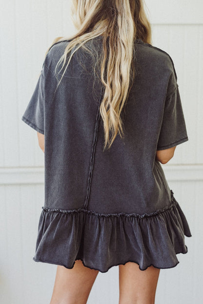 Soft Horizon Ruffled Hem Tunic - Ash