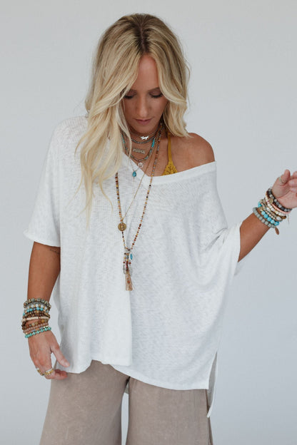The Nest Warm Nights V Neck Top - Ivory