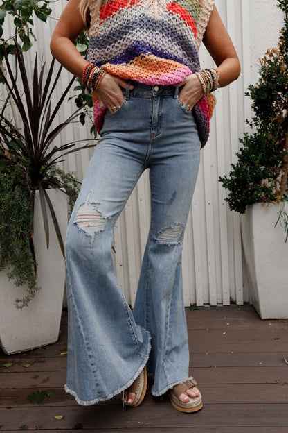 The Nest Indigo Flare Bell Bottom Jean - Light Wash