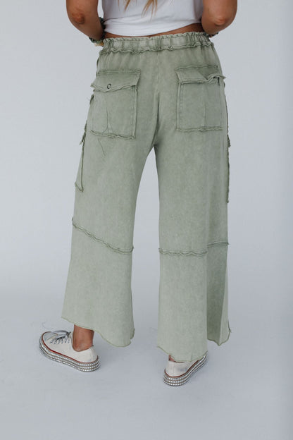 Game On Cargo Wide Leg Pant - Faded Olive