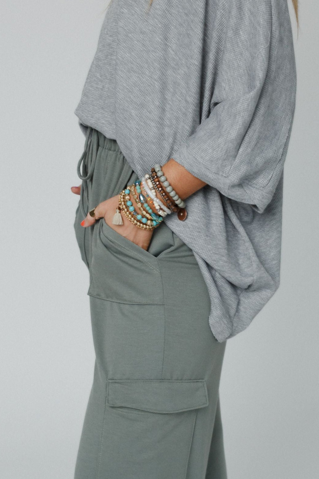 The Nest Easy Mornings Cinched Pants - Light Olive