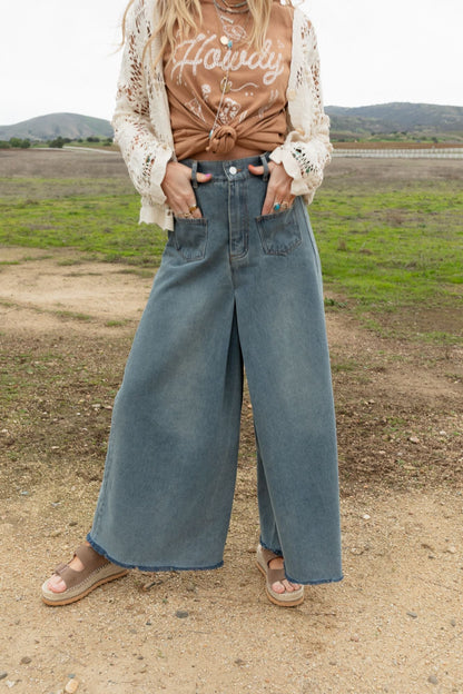 Sway My Way Super Wide Leg Pant - Light Denim