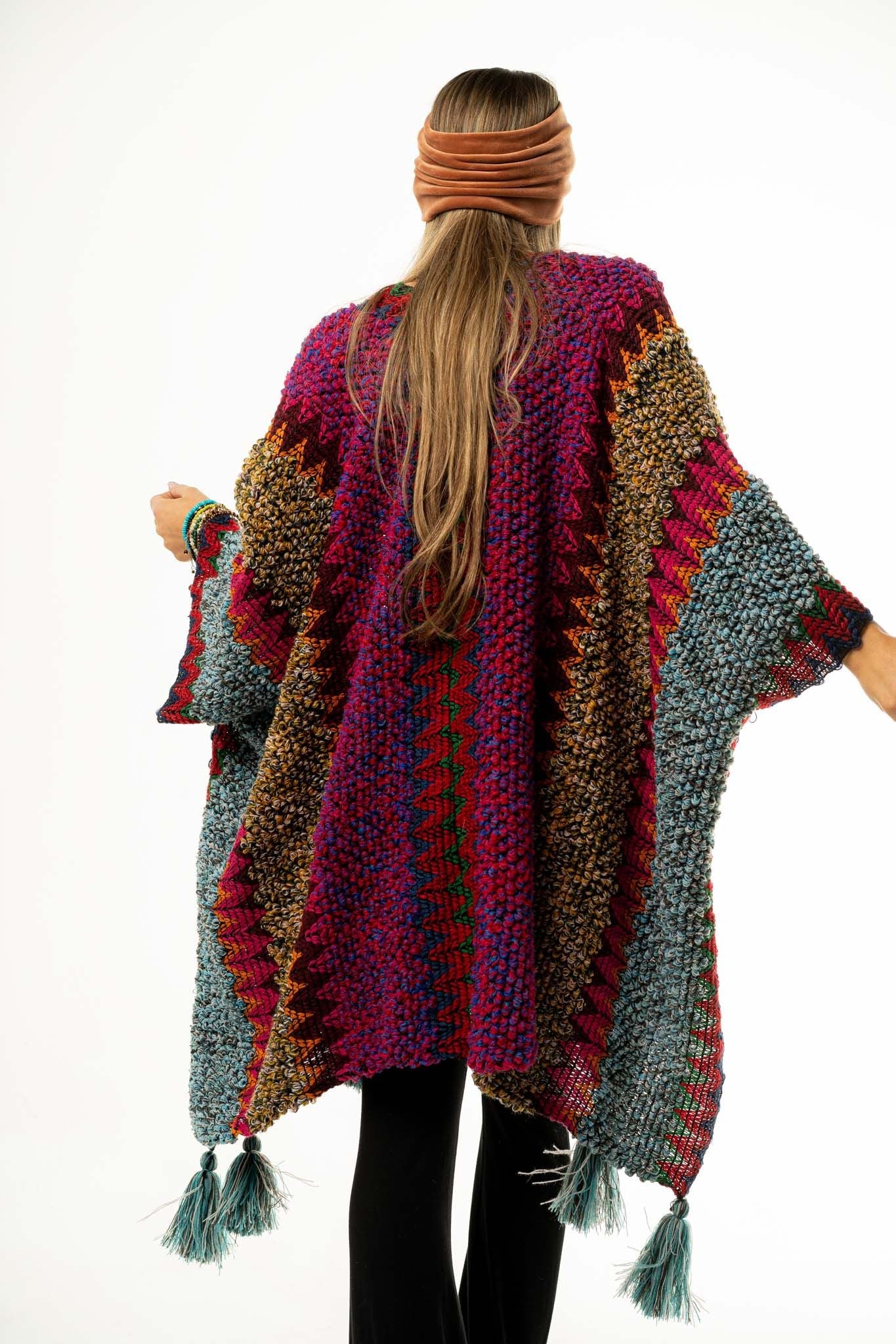 Desert Dreams Crochet Ruana - Magenta