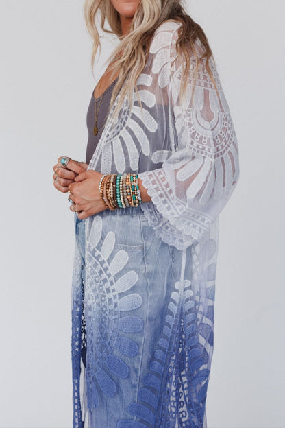 Poolside Ombre Lace Kimono - Periwinkle